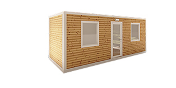 Bürocontainer mit Holzauskleidung